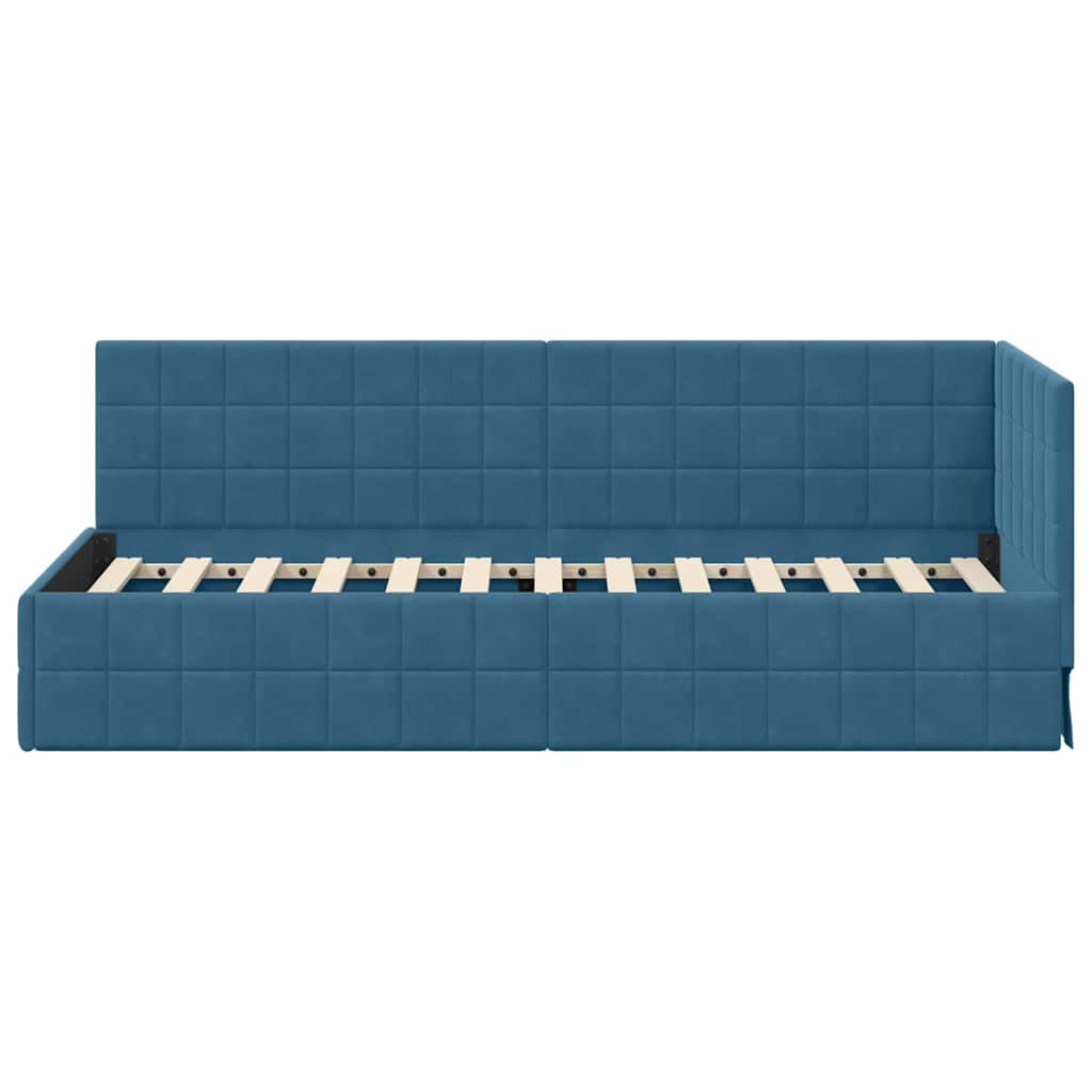 Cadre de lit d'angle Bleu 80 cm x 200 cm Velours - XIOS