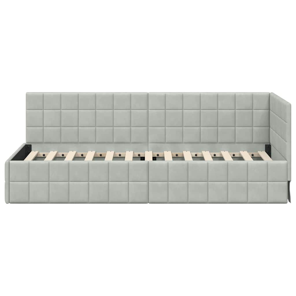 Cadre de lit d'angle Gris clair 80 cm x 200 cm Velours - XIOS