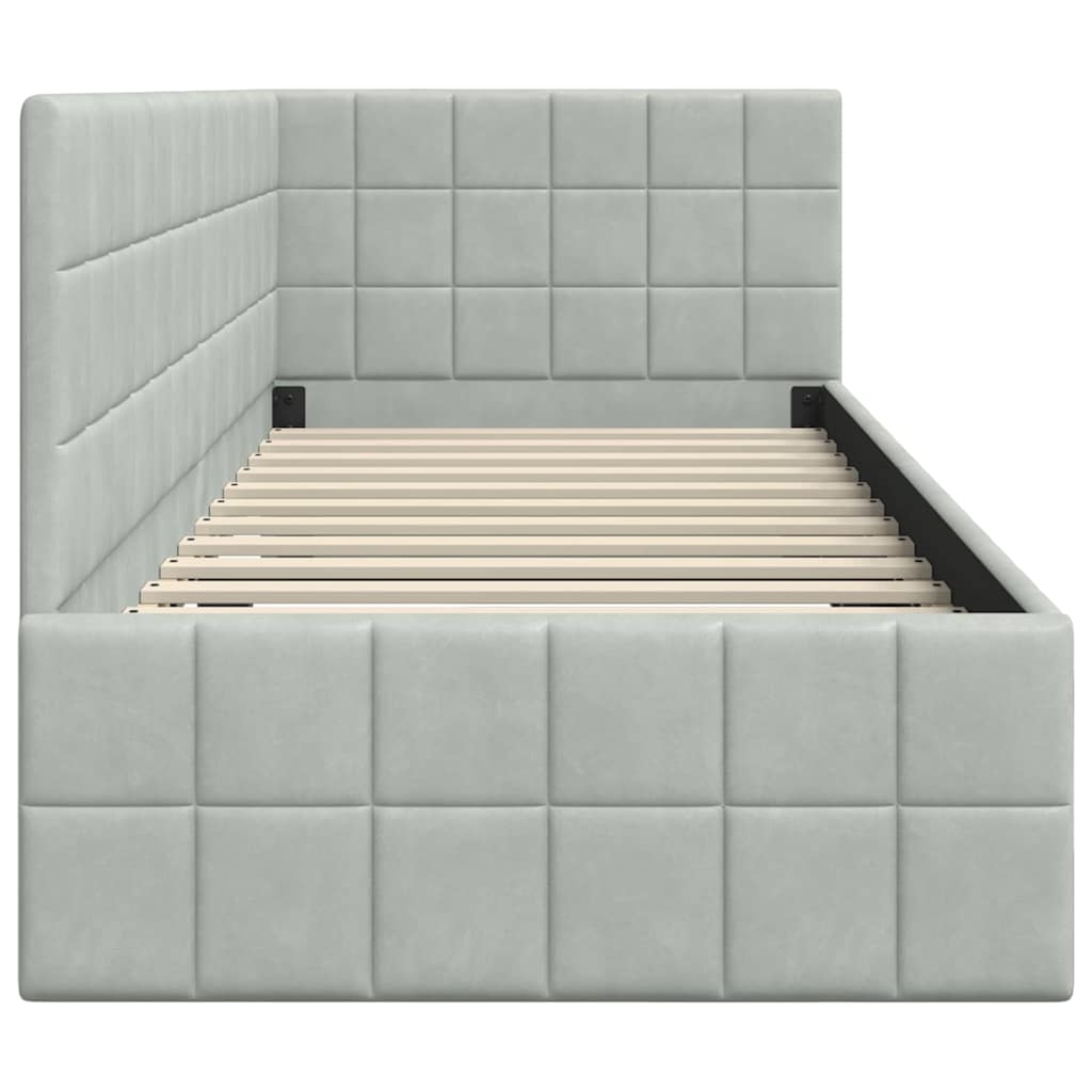 Cadre de lit d'angle Gris clair 80 cm x 200 cm Velours - XIOS