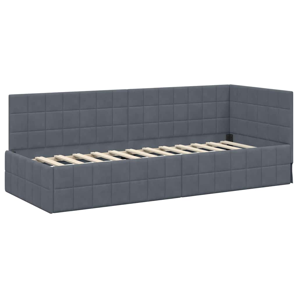 Cadre de lit d'angle Gris foncé 80 cm x 200 cm Velours - XIOS