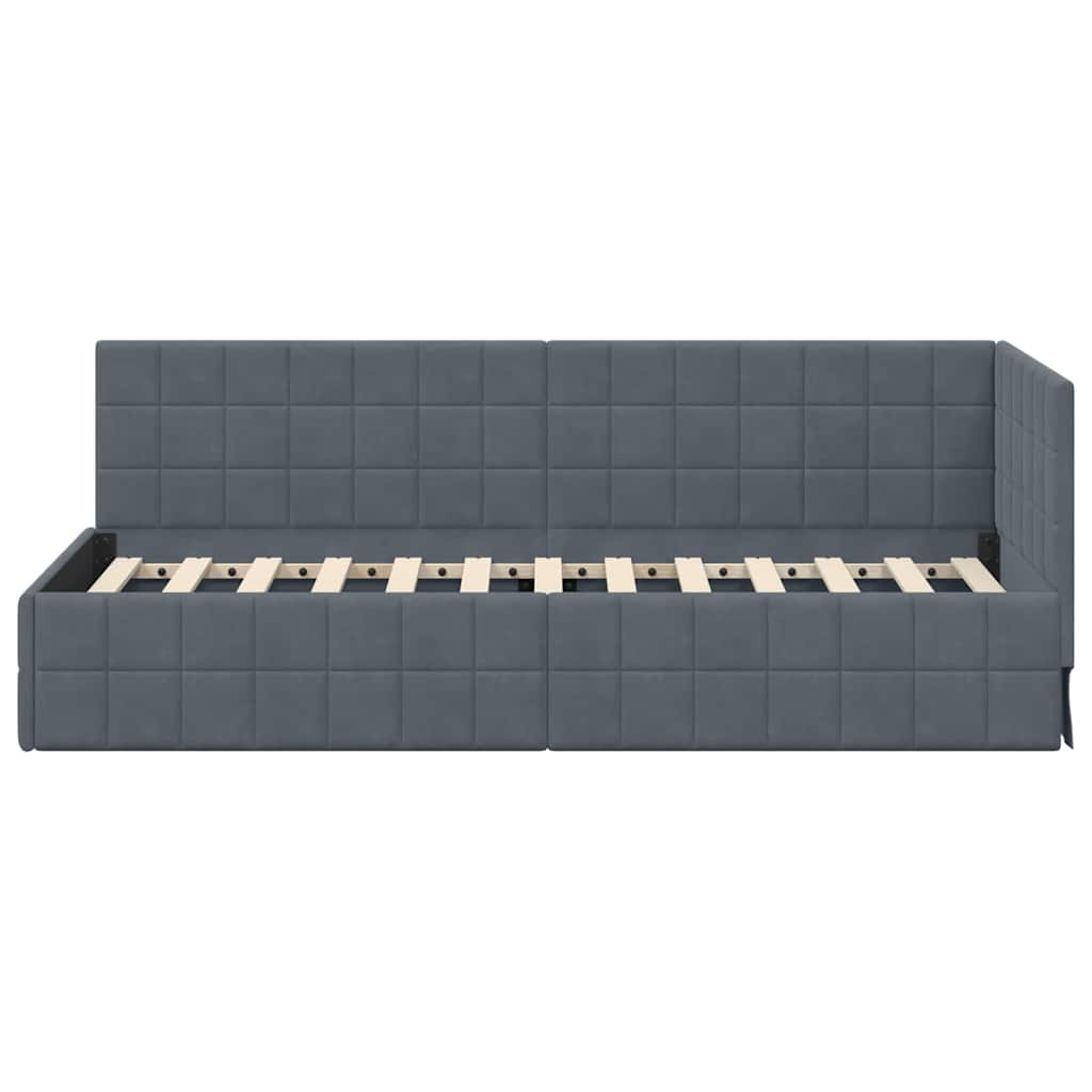 Cadre de lit d'angle Gris foncé 80 cm x 200 cm Velours - XIOS