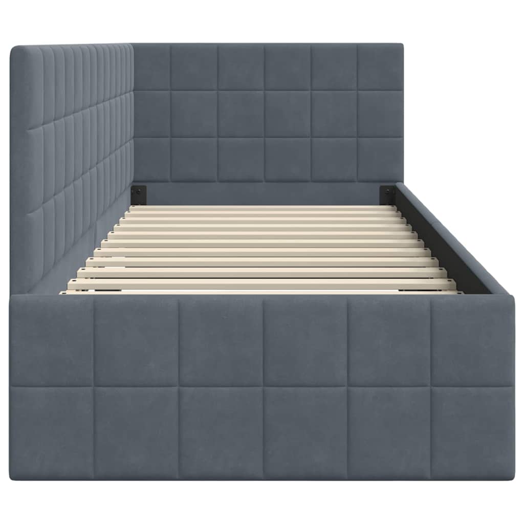 Cadre de lit d'angle Gris foncé 80 cm x 200 cm Velours - XIOS