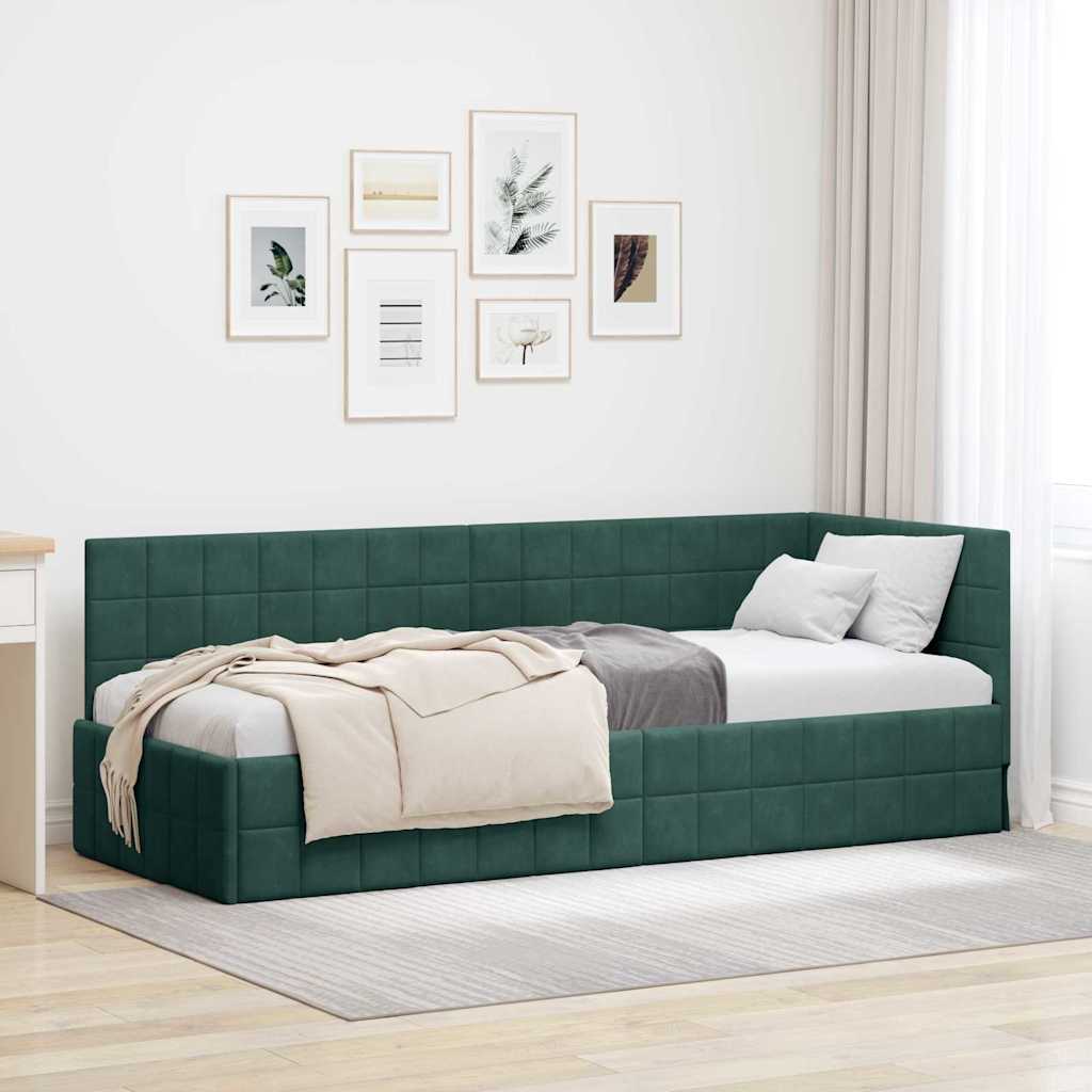 Cadre de lit d'angle Vert foncé 80 cm x 200 cm Velours - XIOS