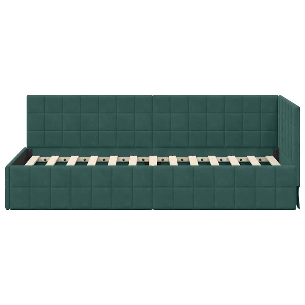 Cadre de lit d'angle Vert foncé 80 cm x 200 cm Velours - XIOS