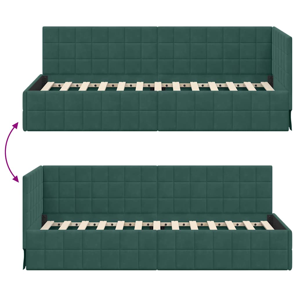 Cadre de lit d'angle Vert foncé 80 cm x 200 cm Velours - XIOS