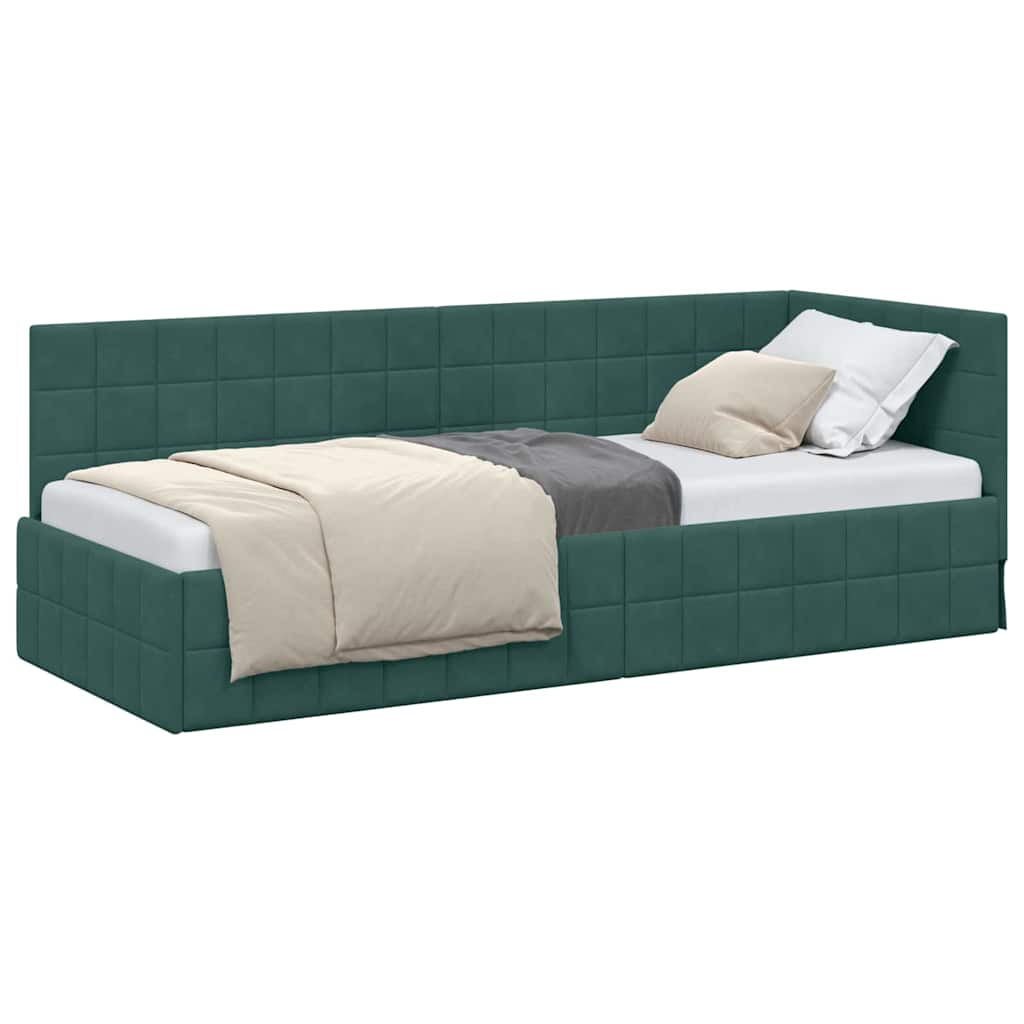 Cadre de lit d'angle Vert foncé 80 x 200 cm Velours - XIOS