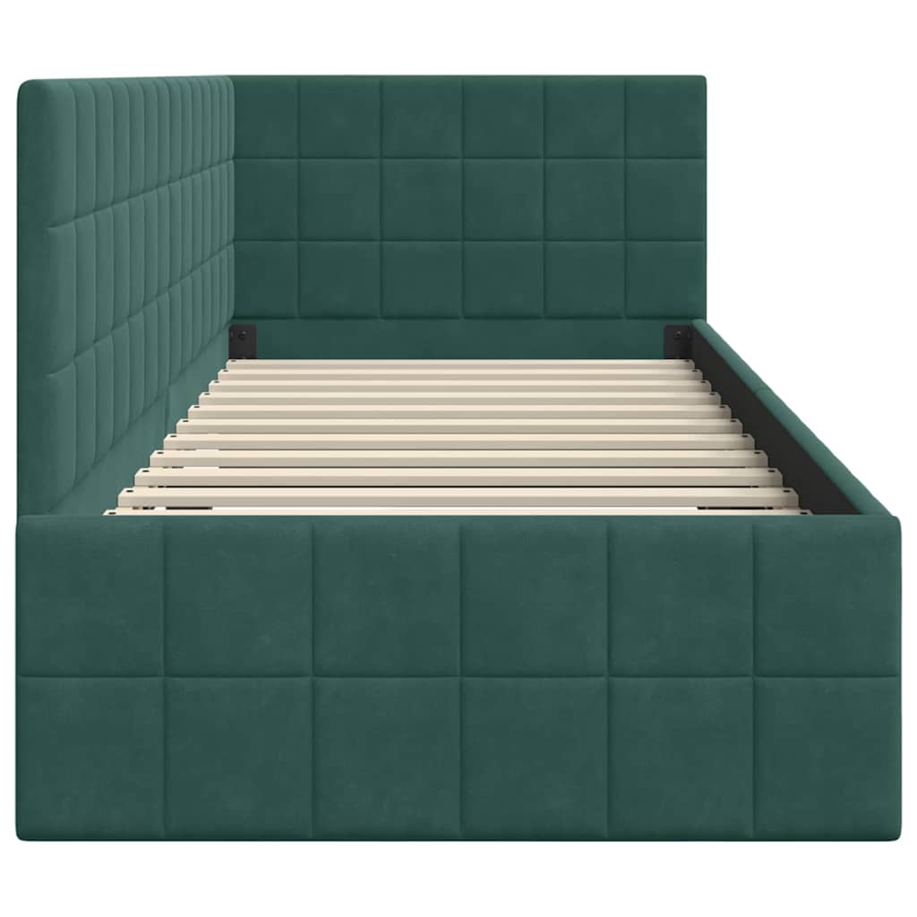 Cadre de lit d'angle Vert foncé 80 cm x 200 cm Velours - XIOS