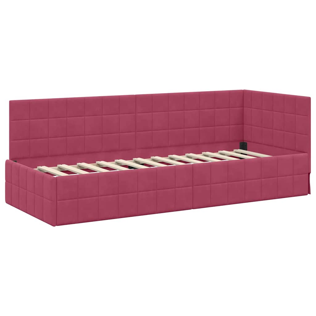 Cadre de lit d'angle Rouge bordeaux 80 x 200 cm Velours - XIOS