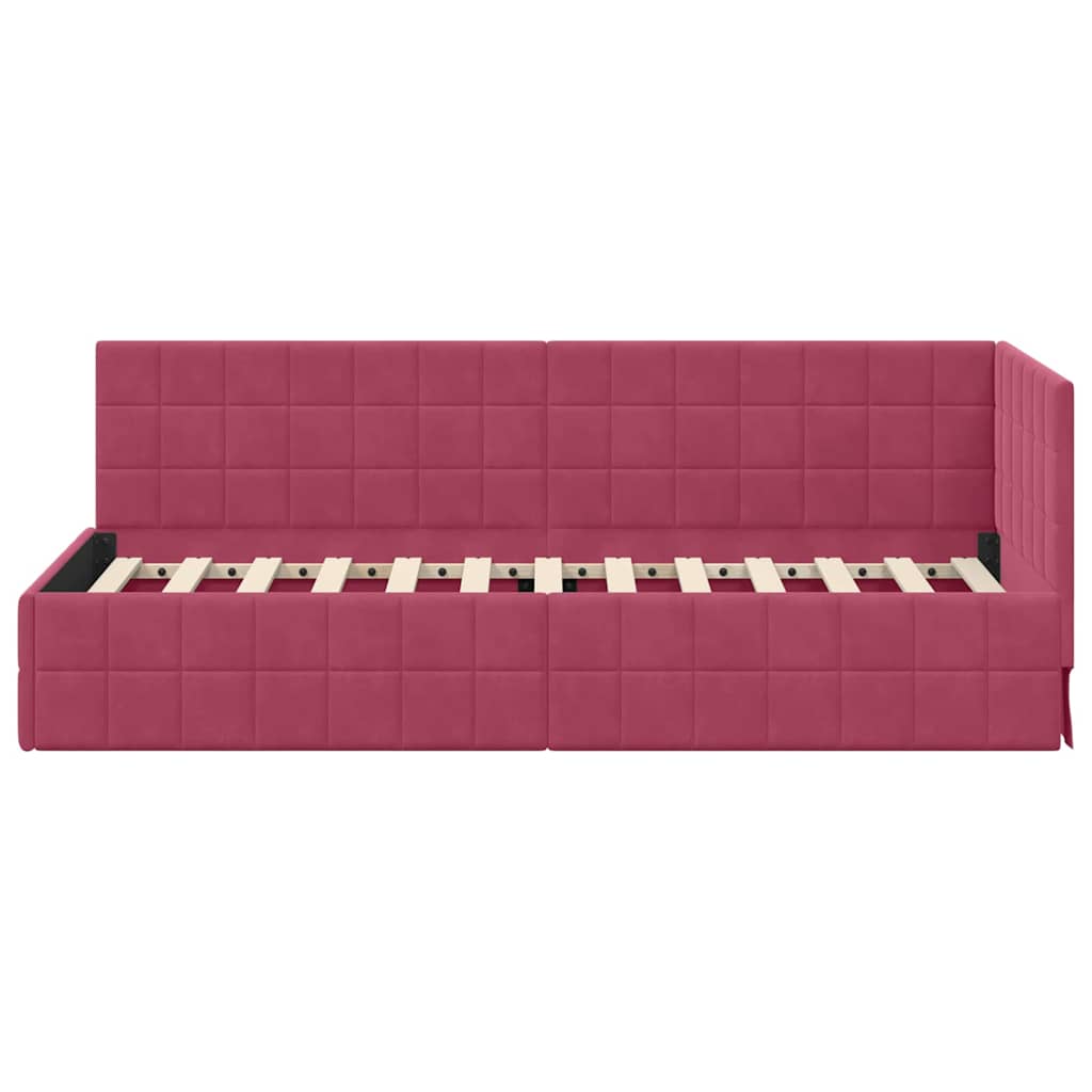 Cadre de lit d'angle Bordeaux 80 cm x 200 cm Velours - XIOS