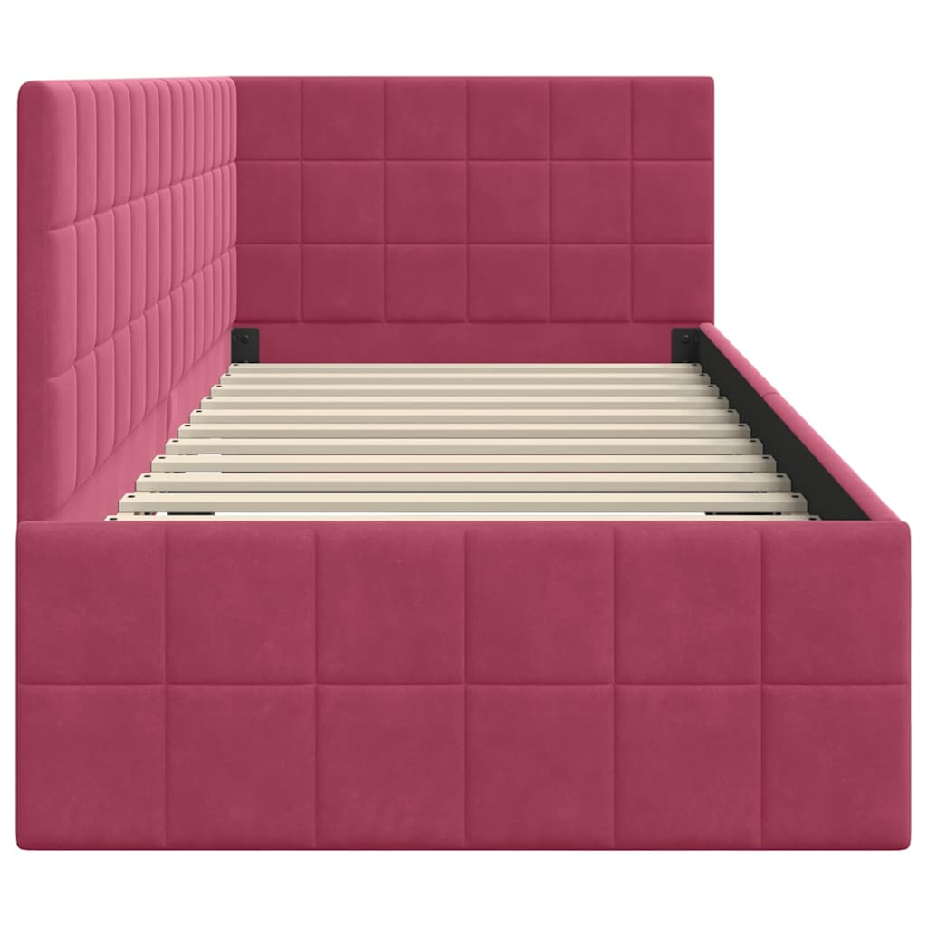 Cadre de lit d'angle Rouge bordeaux 80 x 200 cm Velours - XIOS