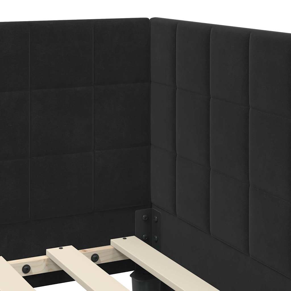 Cadre de lit d'angle Noir 80 cm x 200 cm Velours - XIOS