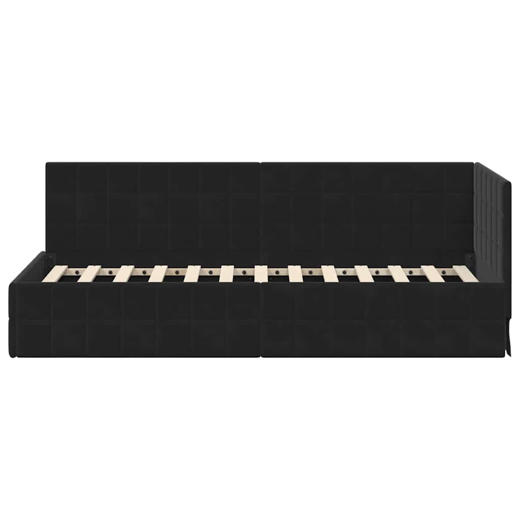 Cadre de lit d'angle Noir 80 cm x 200 cm Velours - XIOS