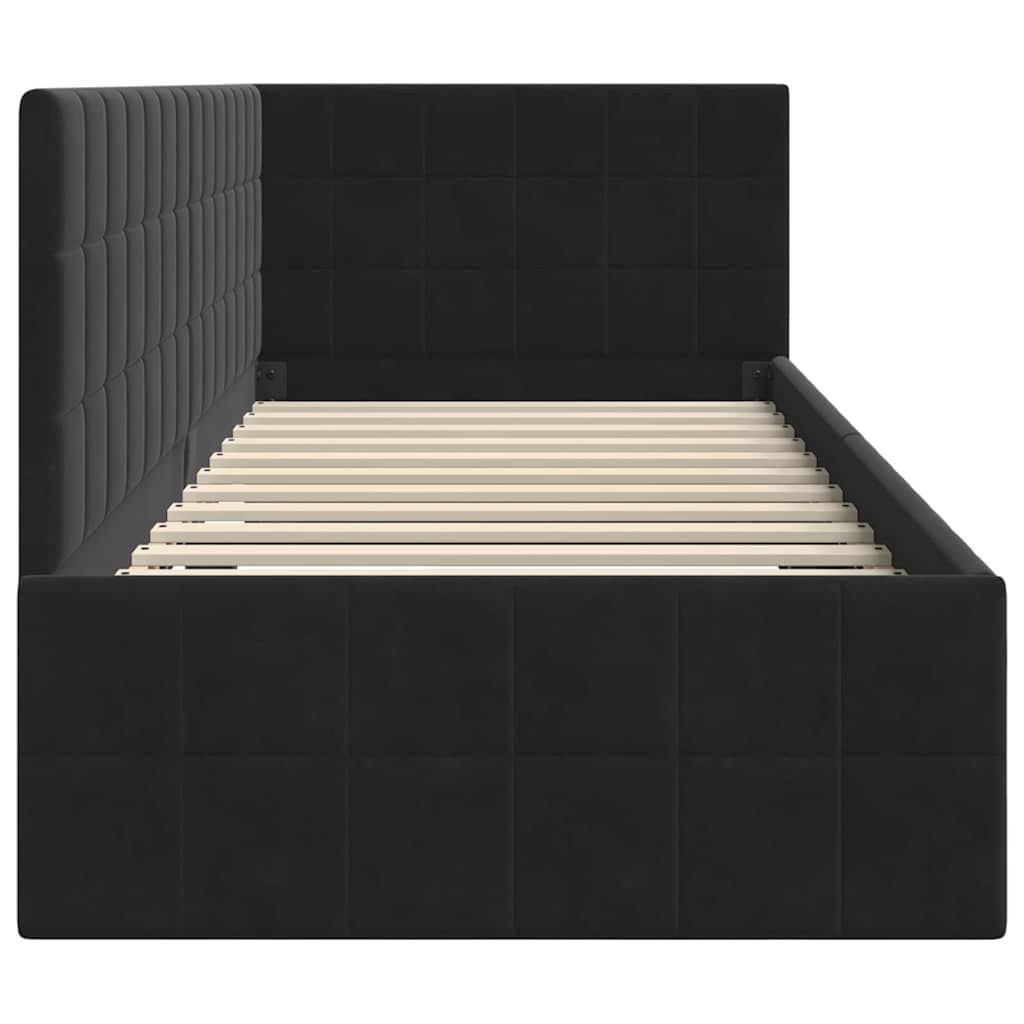 Cadre de lit d'angle Noir 80 cm x 200 cm Velours - XIOS