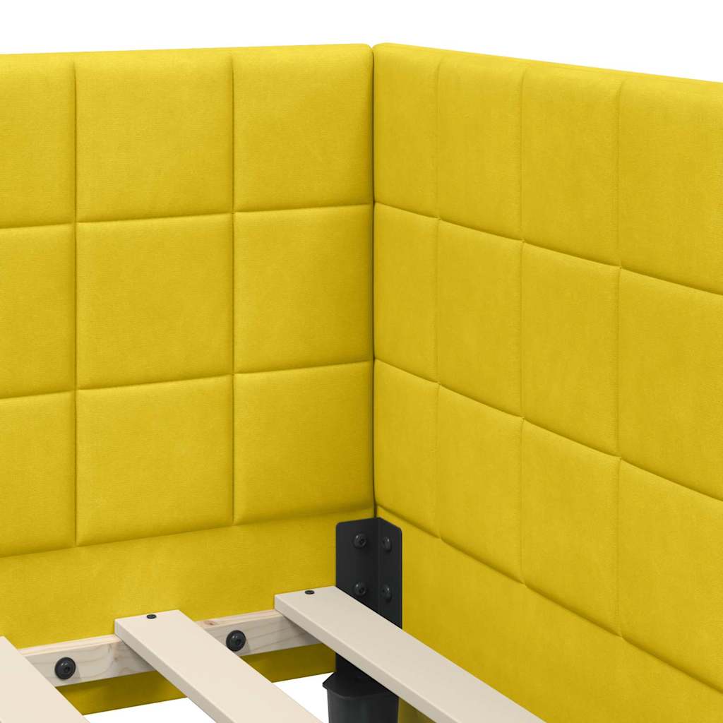 Cadre de lit d'angle Jaune 80 cm x 200 cm Velours - XIOS