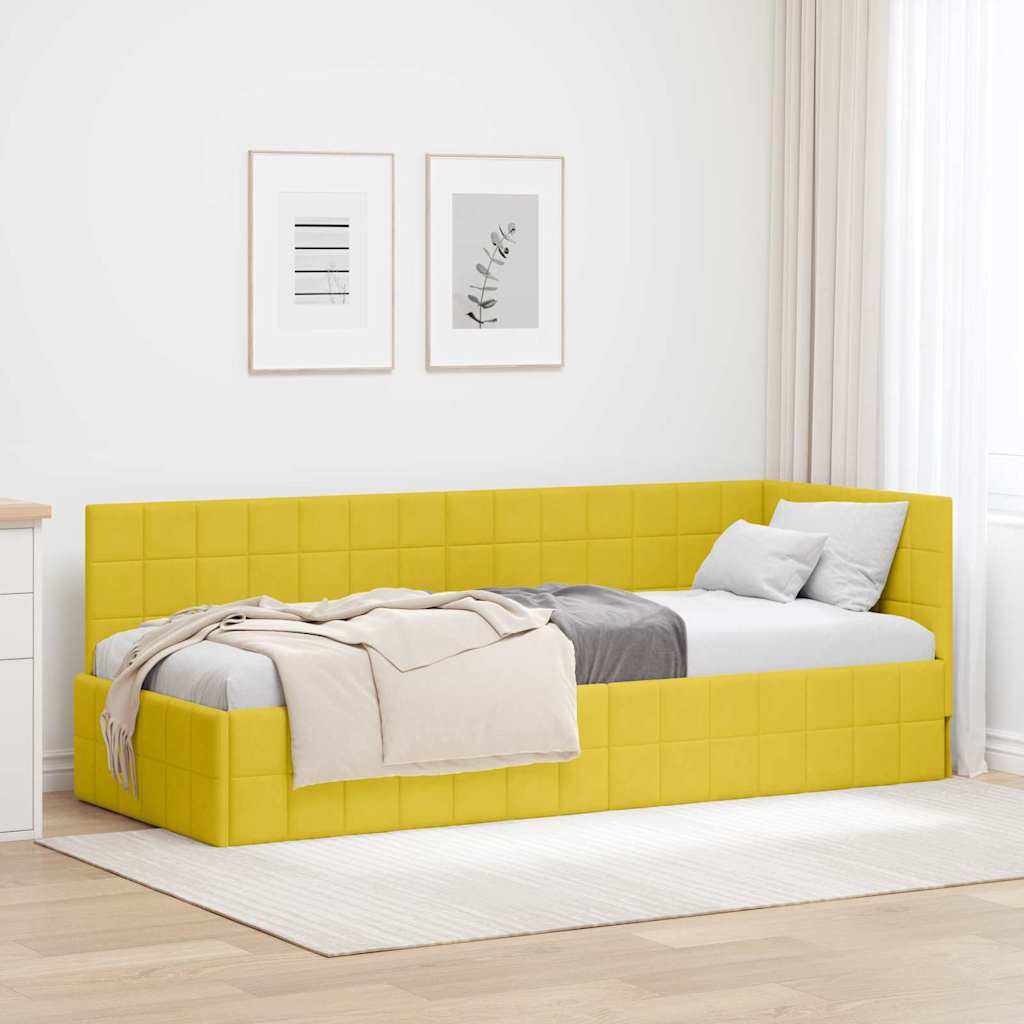 Cadre de lit d'angle Jaune 80 cm x 200 cm Velours - XIOS