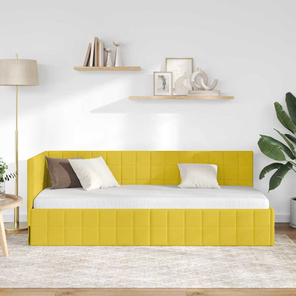 Cadre de lit d'angle Jaune 80 cm x 200 cm Velours - XIOS