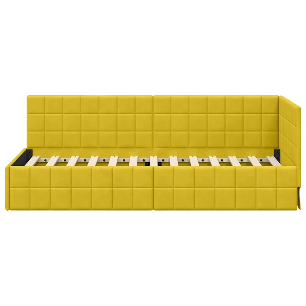 Cadre de lit d'angle Jaune 80 cm x 200 cm Velours - XIOS