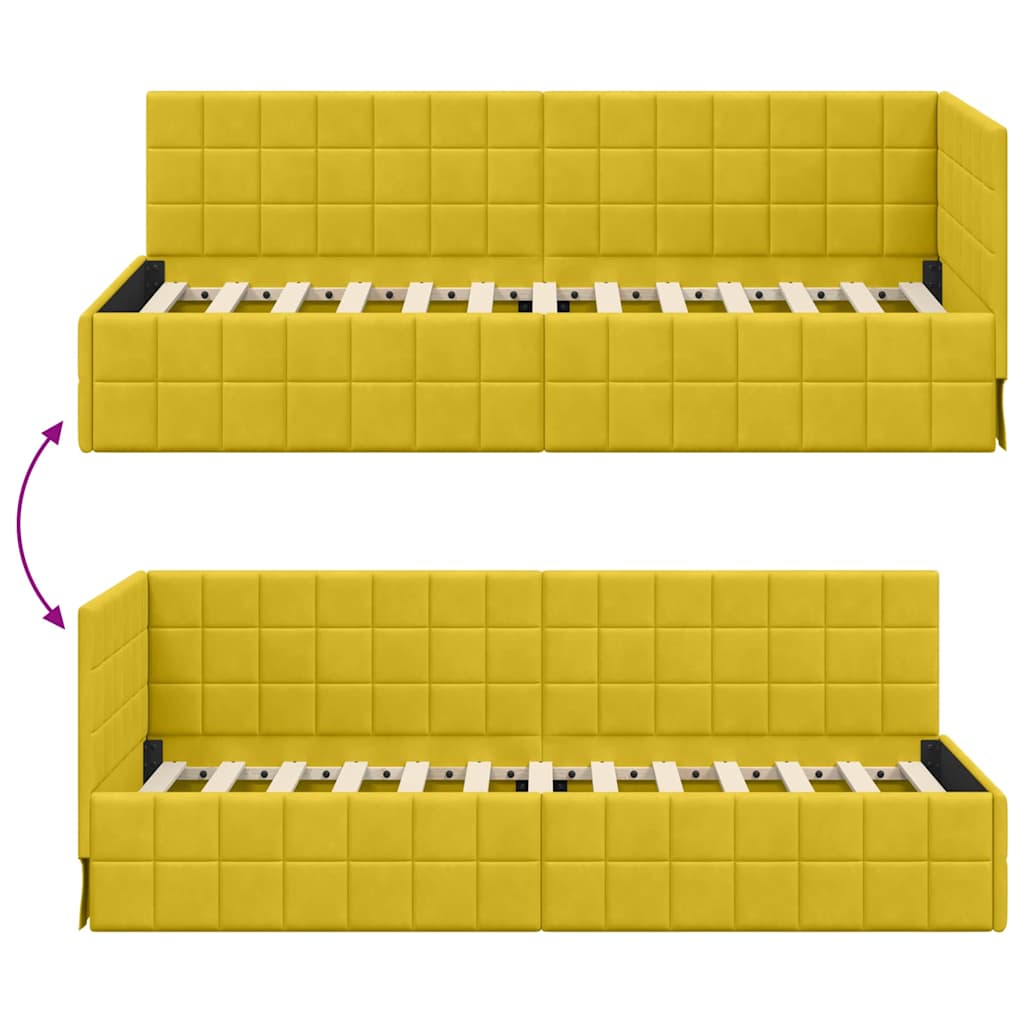 Cadre de lit d'angle Jaune 80 cm x 200 cm Velours - XIOS