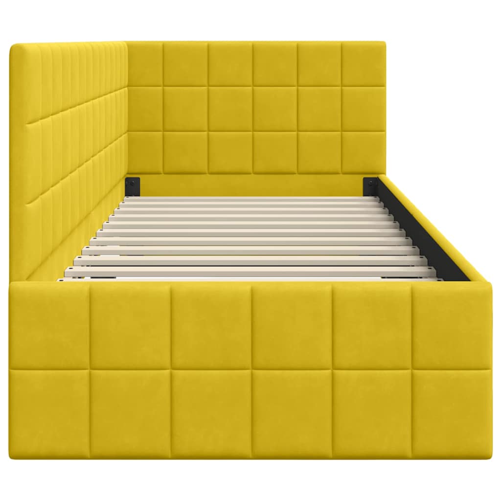 Cadre de lit d'angle Jaune 80 cm x 200 cm Velours - XIOS