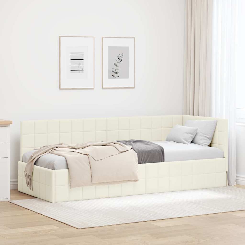 Cadre de lit d'angle Crème 80 cm x 200 cm Velours - XIOS