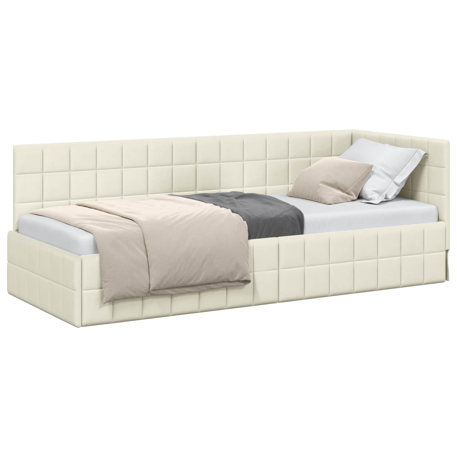 Cadre de lit d'angle Crème 80 cm x 200 cm Velours - XIOS