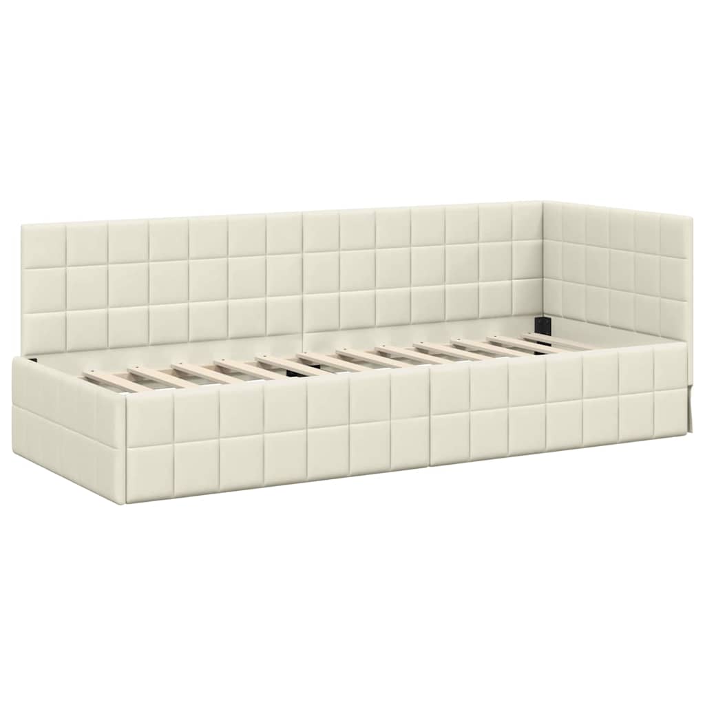 Cadre de lit d'angle Crème 80 cm x 200 cm Velours - XIOS