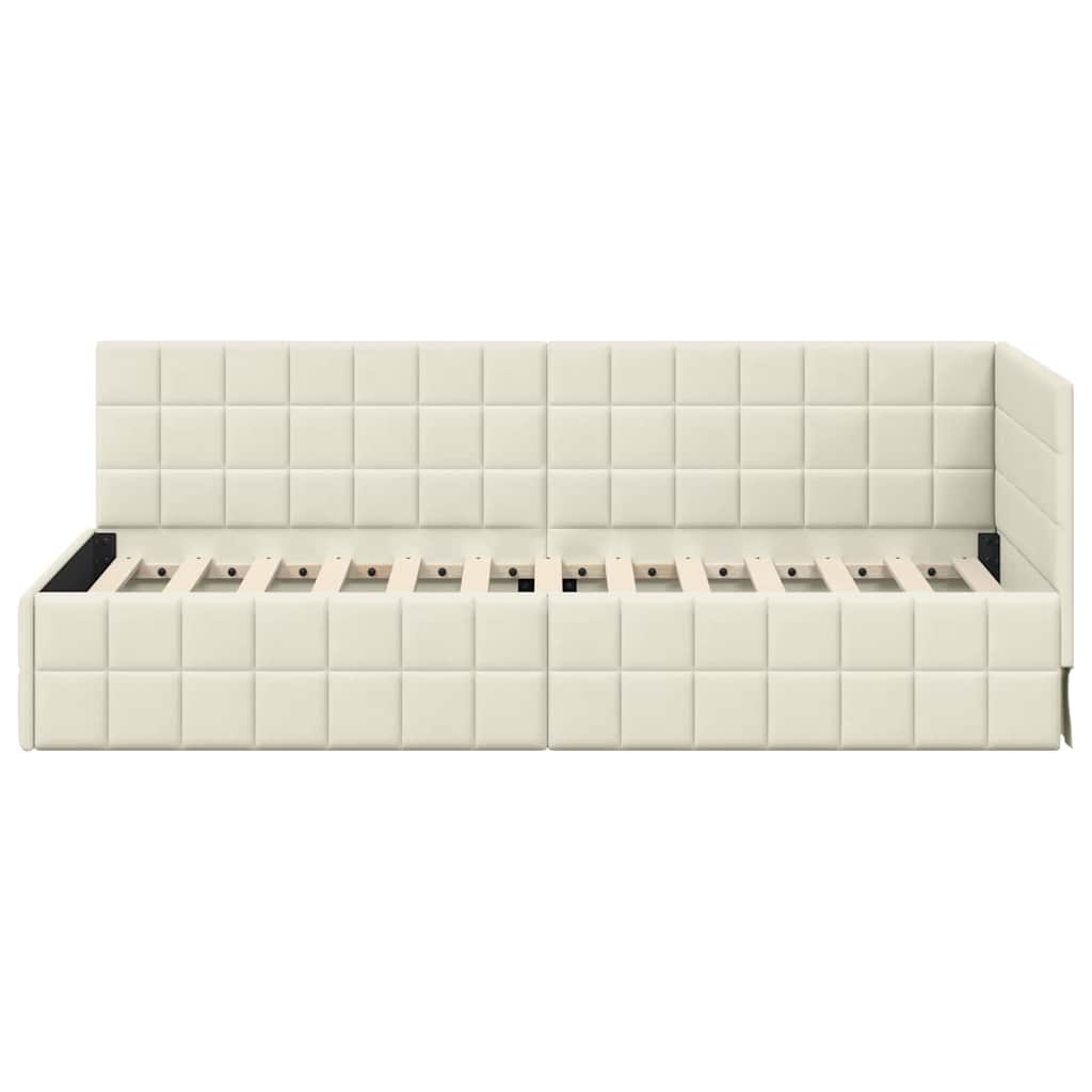 Cadre de lit d'angle Crème 80 cm x 200 cm Velours - XIOS