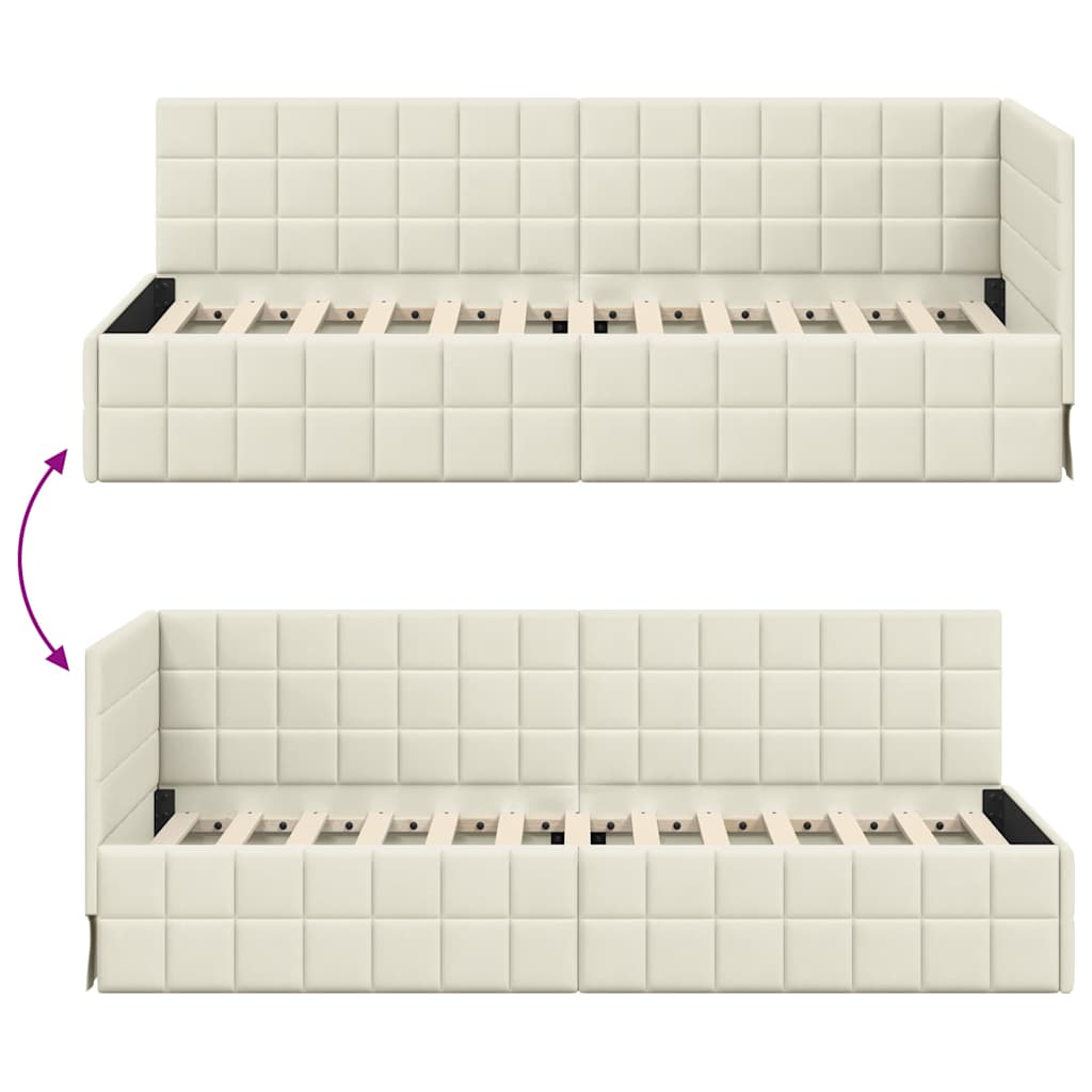 Cadre de lit d'angle Crème 80 cm x 200 cm Velours - XIOS