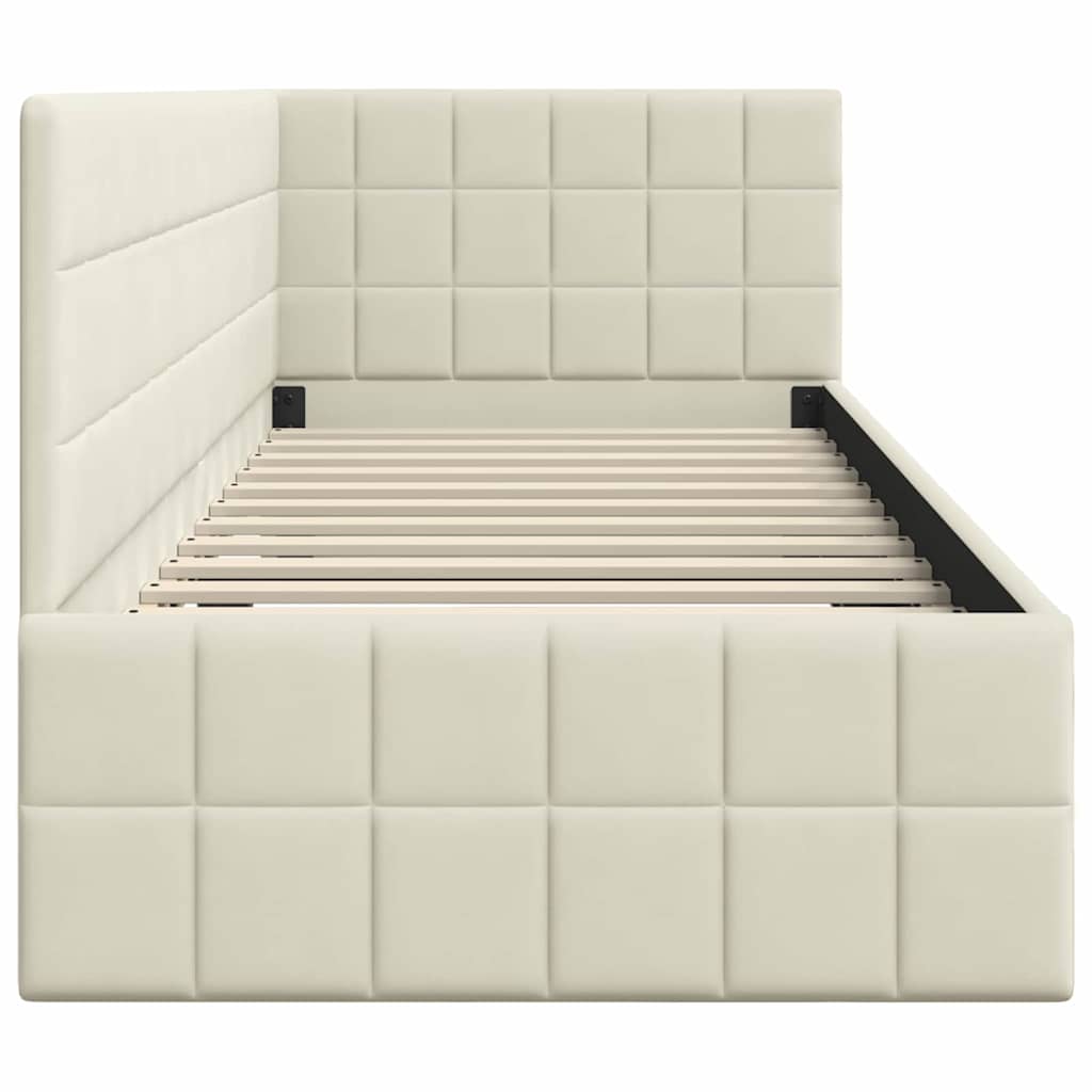 Cadre de lit d'angle avec tête de lit Crème 80 x 200 cm Velours - XIOS