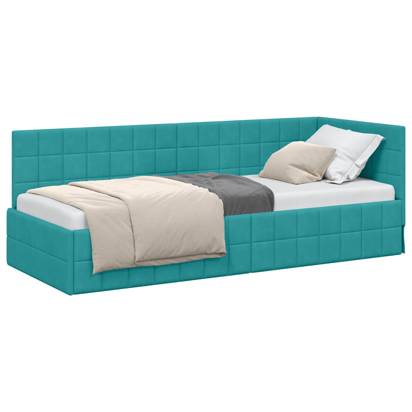 Cadre de lit d'angle Turquoise 80 cm x 200 cm Velours - XIOS