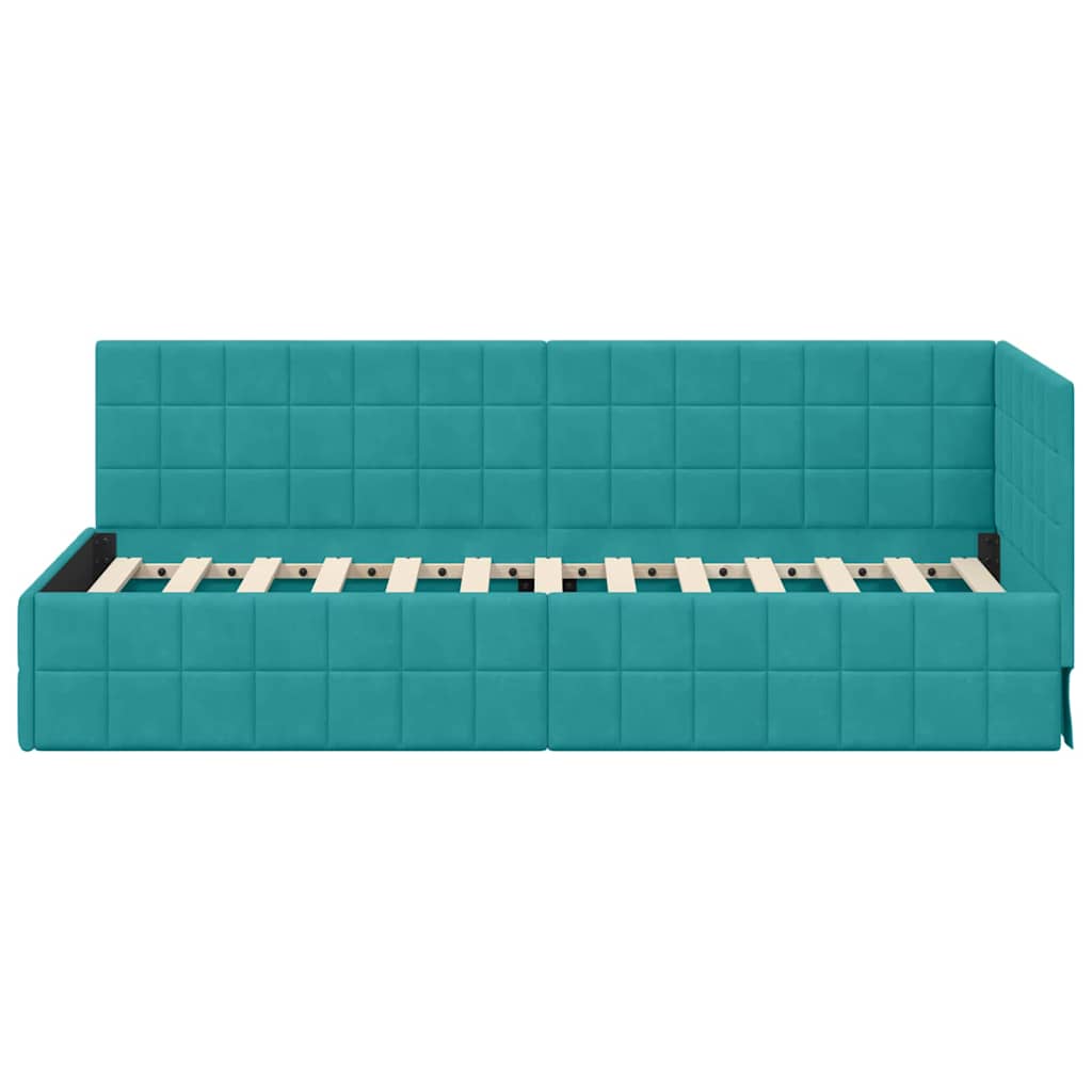 Cadre de lit d'angle Turquoise 80 cm x 200 cm Velours - XIOS