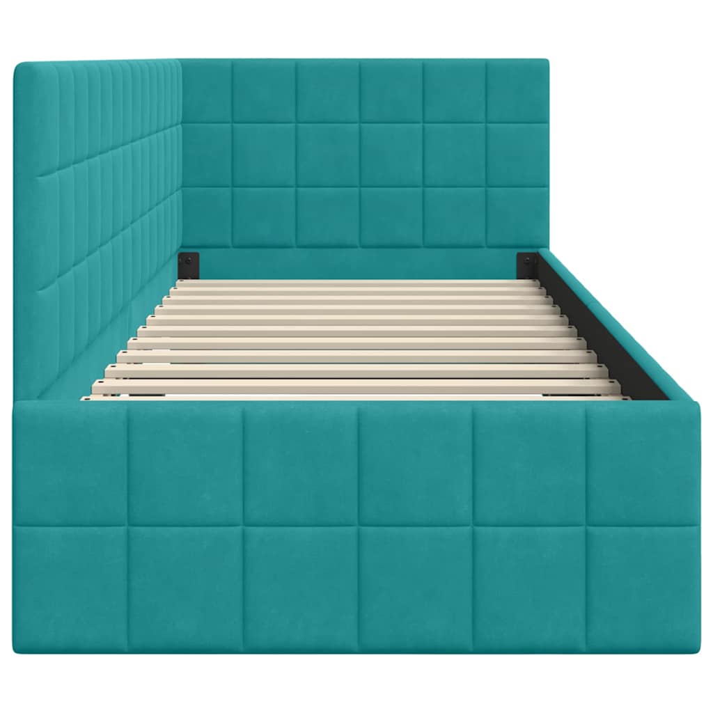 Cadre de lit d'angle Turquoise 80 cm x 200 cm Velours - XIOS