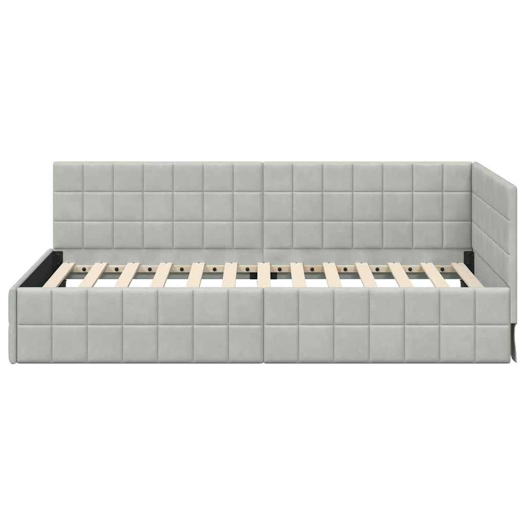Cadre de lit d'angle Gris clair 100 cm x 200 cm Velours - XIOS