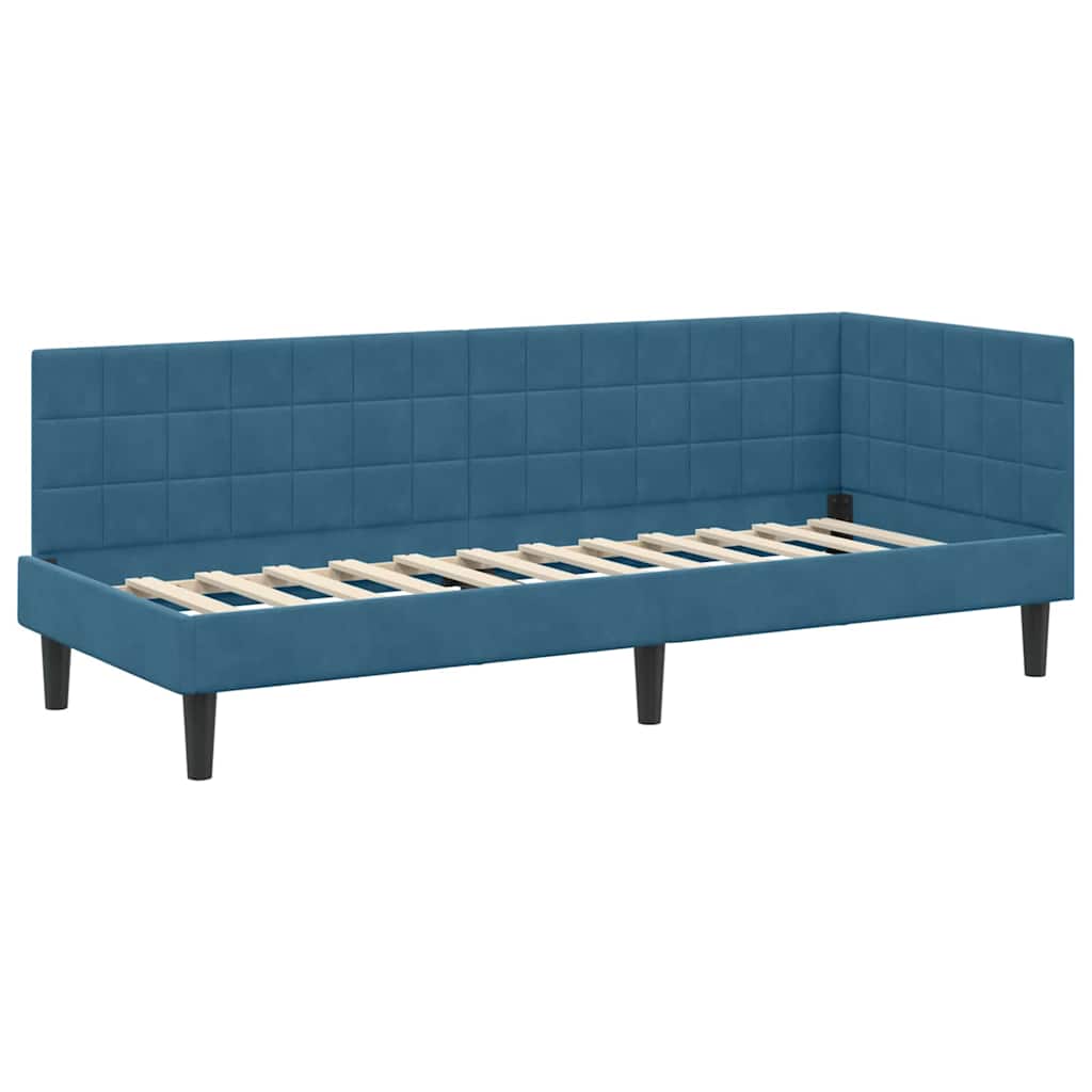Cadre de lit d'angle Bleu 80 cm x 200 cm Velours - XIOS