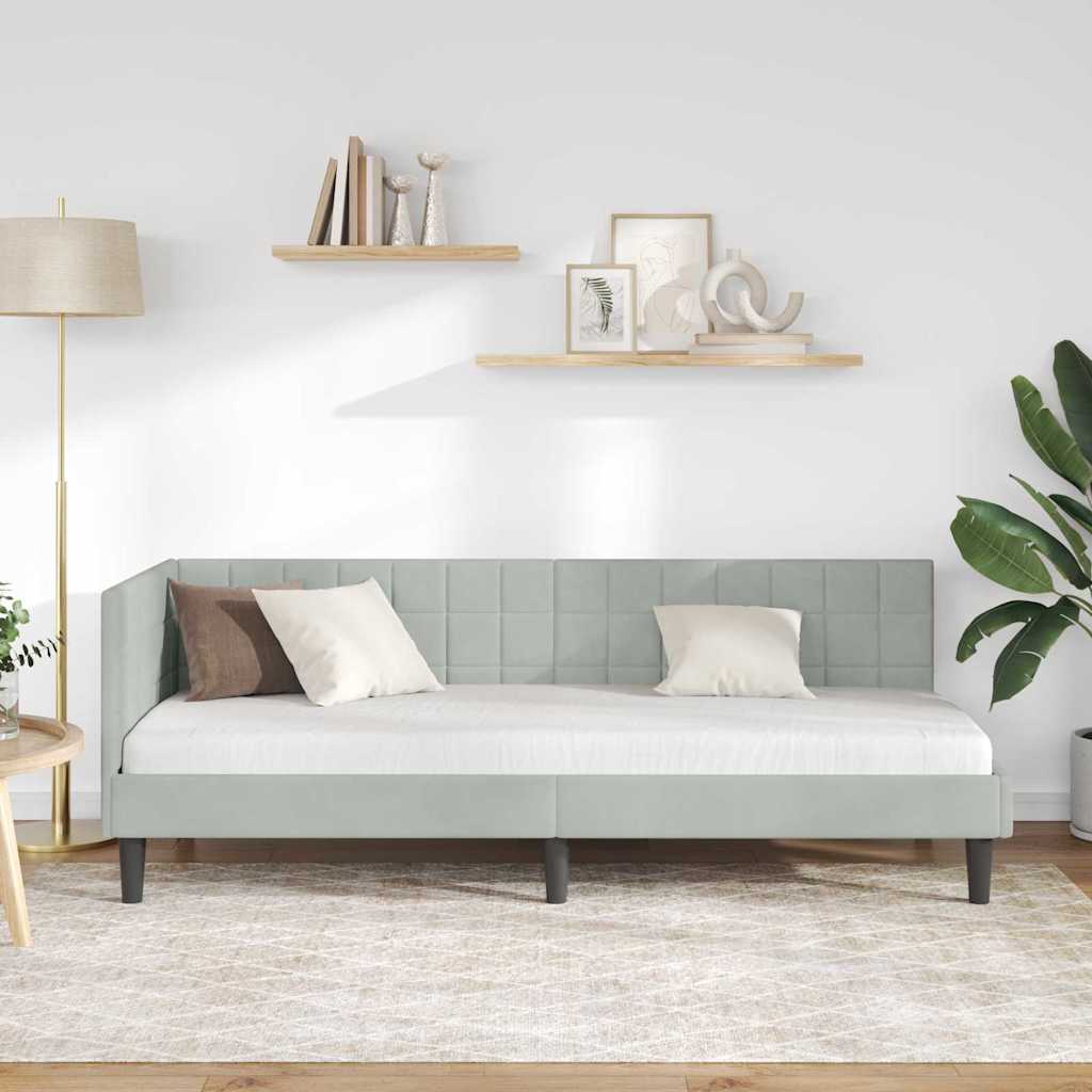 Cadre de lit d'angle Gris clair 80 cm x 200 cm Velours - XIOS