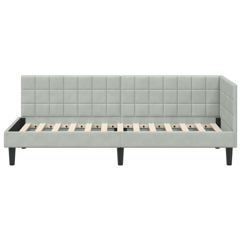 Cadre de lit d'angle Gris clair 80 cm x 200 cm Velours - XIOS
