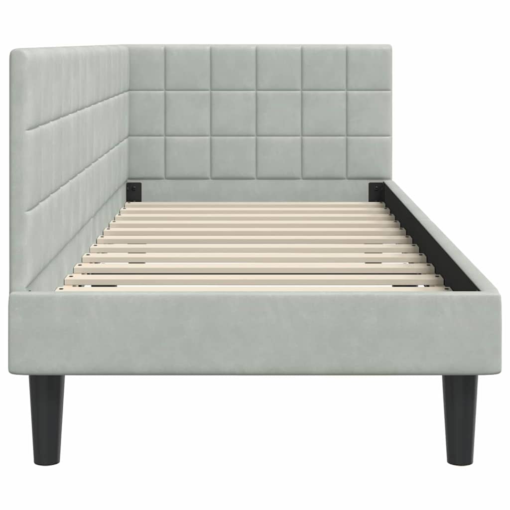 Cadre de lit d'angle Gris clair 80 cm x 200 cm Velours - XIOS