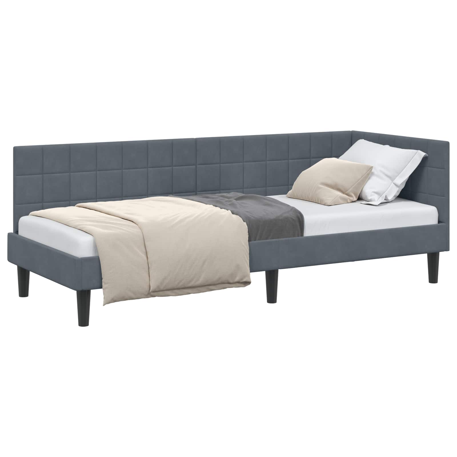 Cadre de lit d'angle Gris foncé 80 cm x 200 cm Velours - XIOS