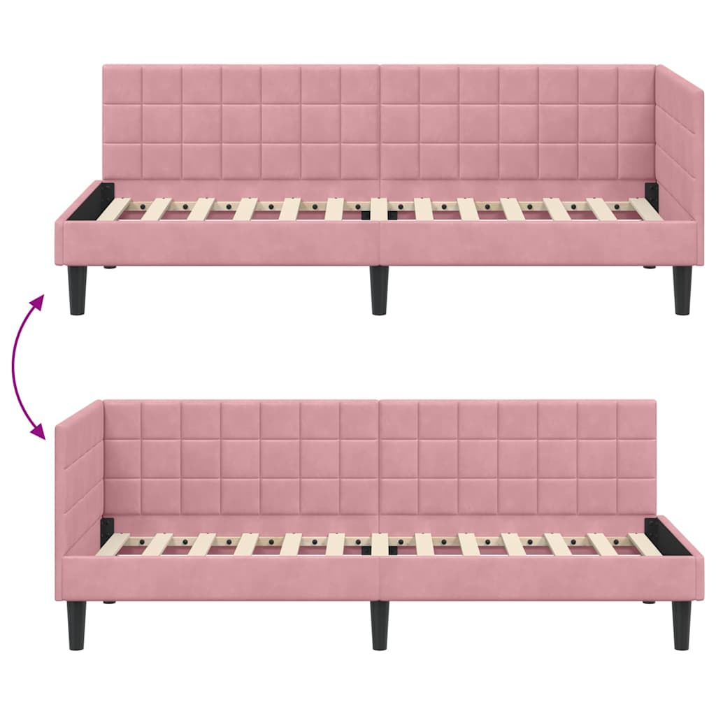 Cadre de lit d'angle Rose 80 cm x 200 cm Velours - XIOS
