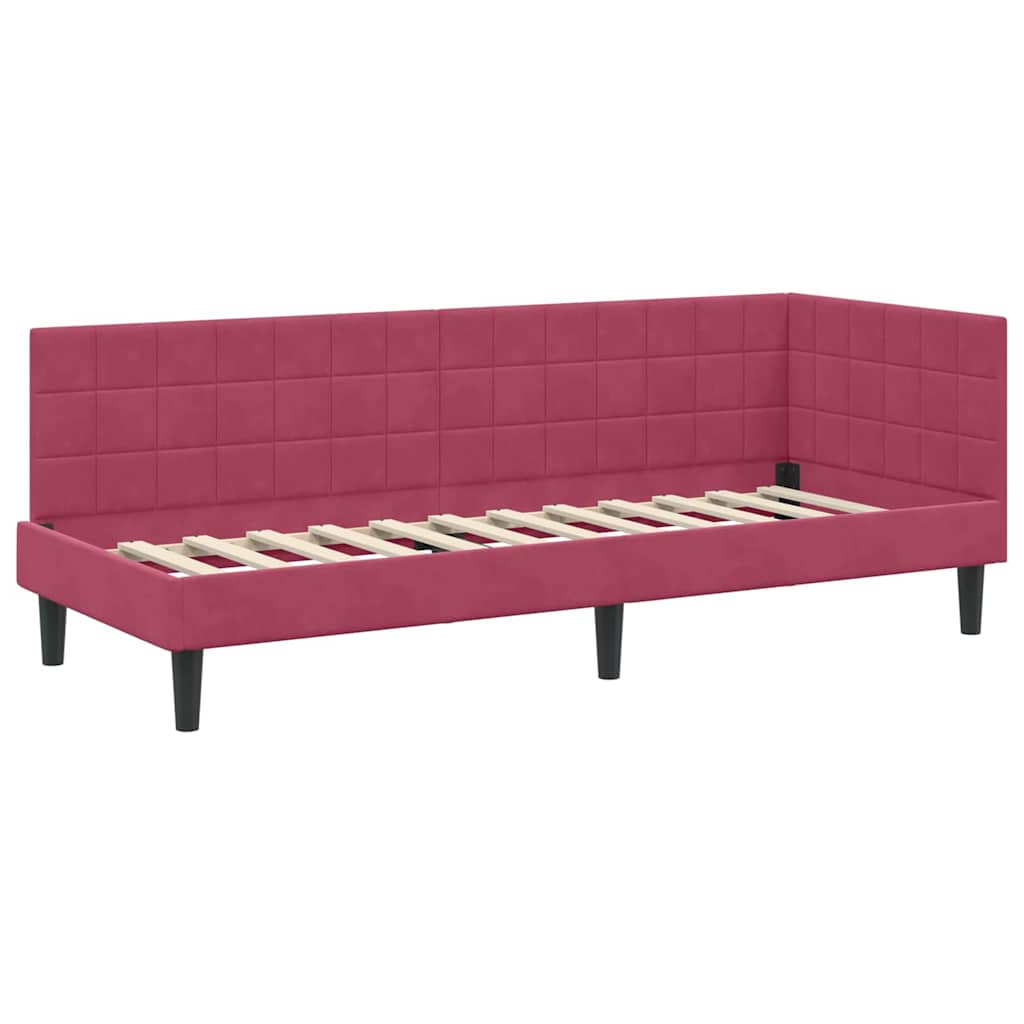 Cadre de lit d'angle Bordeaux 80 cm x 200 cm Velours - XIOS