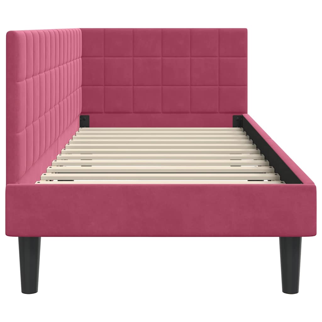 Cadre de lit d'angle Bordeaux 80 cm x 200 cm Velours - XIOS