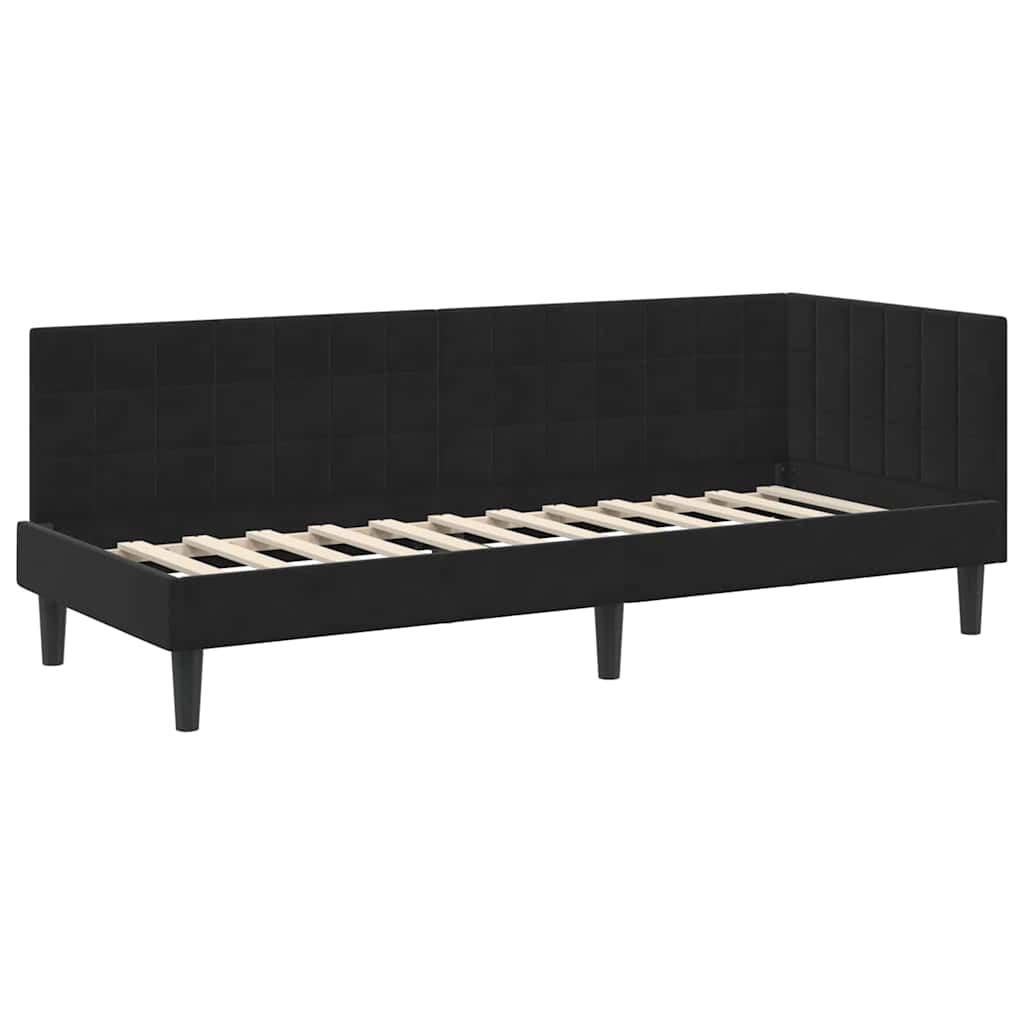 Cadre de lit d'angle Noir 80 cm x 200 cm Velours - XIOS