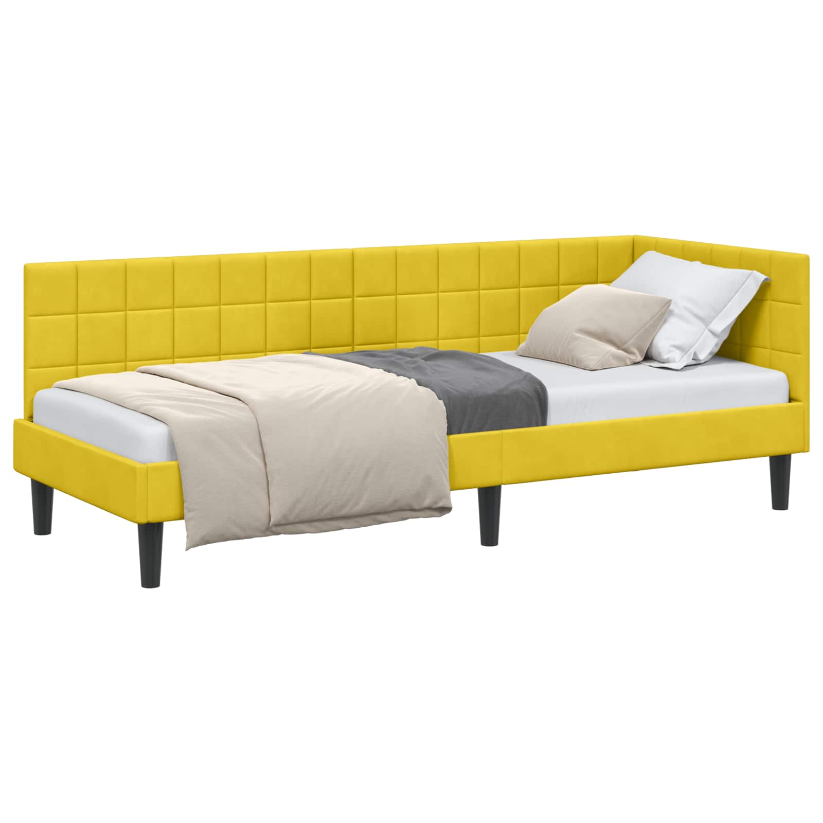 Cadre de lit d'angle Jaune 80 cm x 200 cm Velours - XIOS
