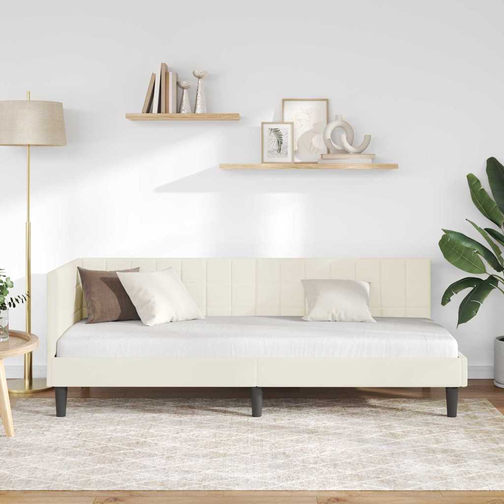 Cadre de lit d'angle Crème 80 cm x 200 cm Velours - XIOS