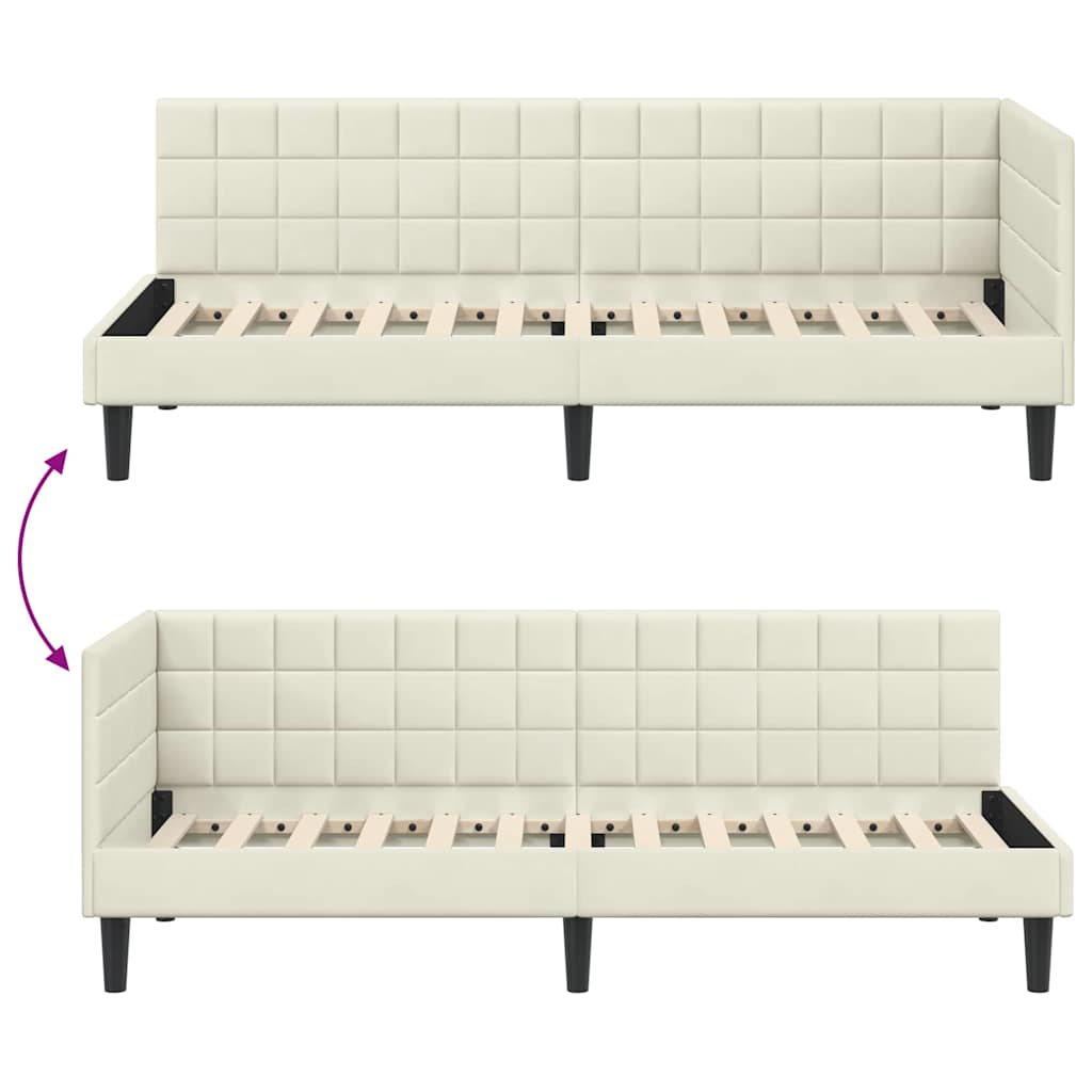 Cadre de lit d'angle Crème 80 cm x 200 cm Velours - XIOS