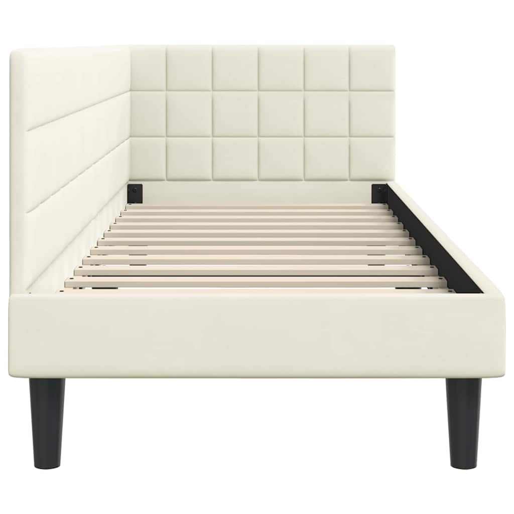 Cadre de lit d'angle Crème 80 cm x 200 cm Velours - XIOS