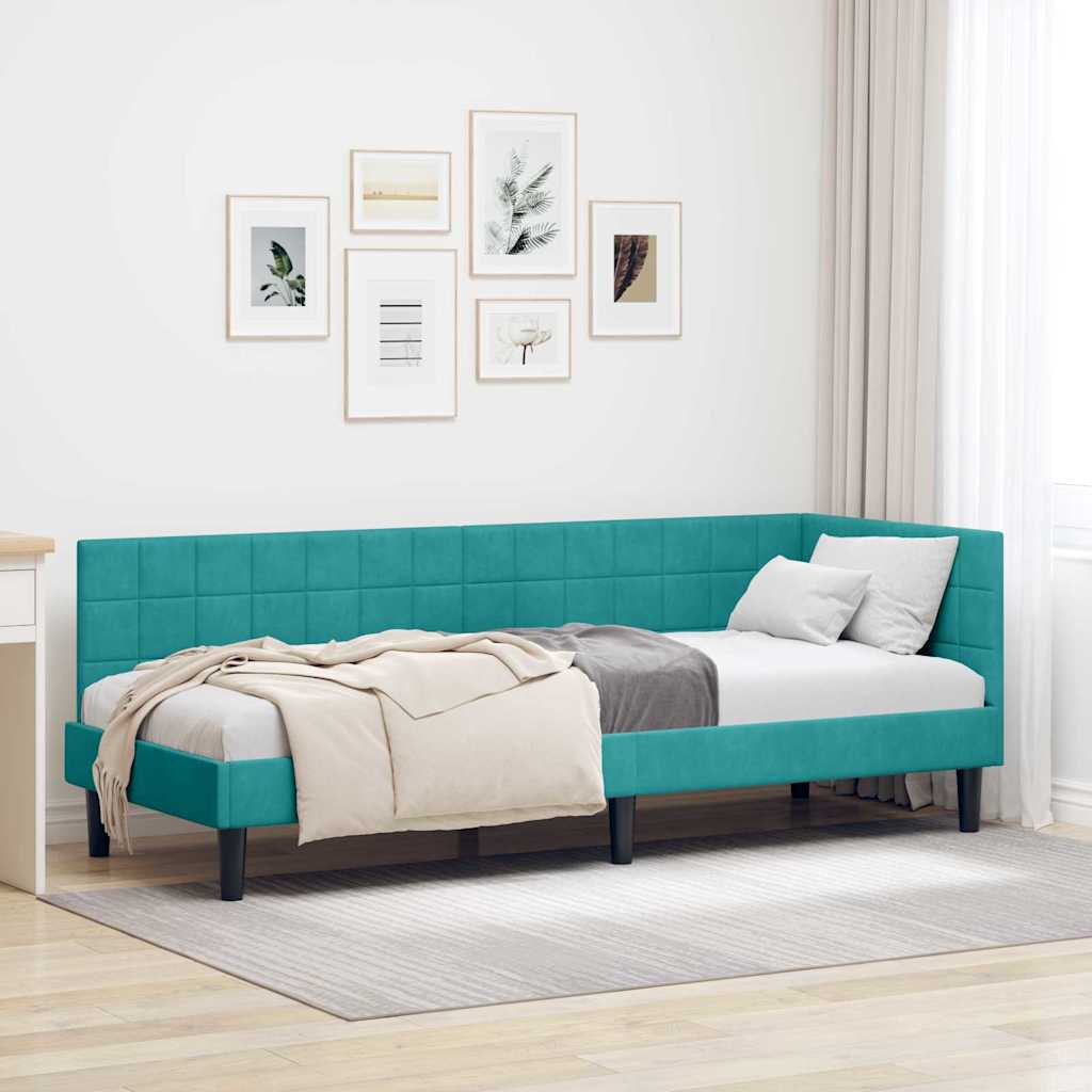 Cadre de lit d'angle Turquoise 80 cm x 200 cm Velours - XIOS