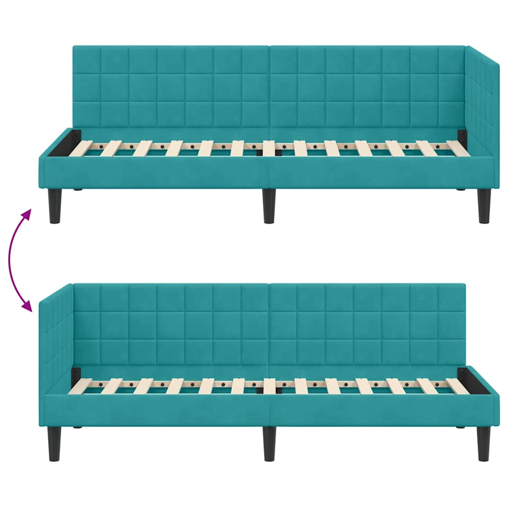 Cadre de lit d'angle Turquoise 80 cm x 200 cm Velours - XIOS