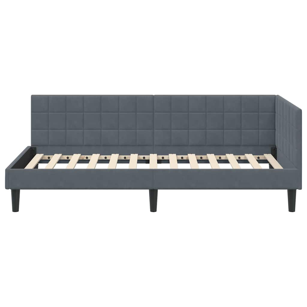 Cadre de lit d'angle Gris foncé 90 cm x 190 cm Velours - XIOS