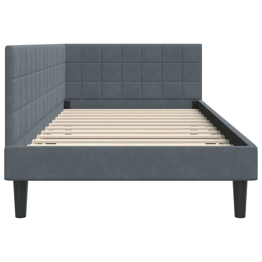 Cadre de lit d'angle Gris foncé 90 cm x 190 cm Velours - XIOS